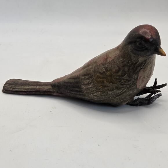 Vintage Composition Bird Figurine with Metal Feet 1950s Realistic Painted Decor - Picture 5 of 9